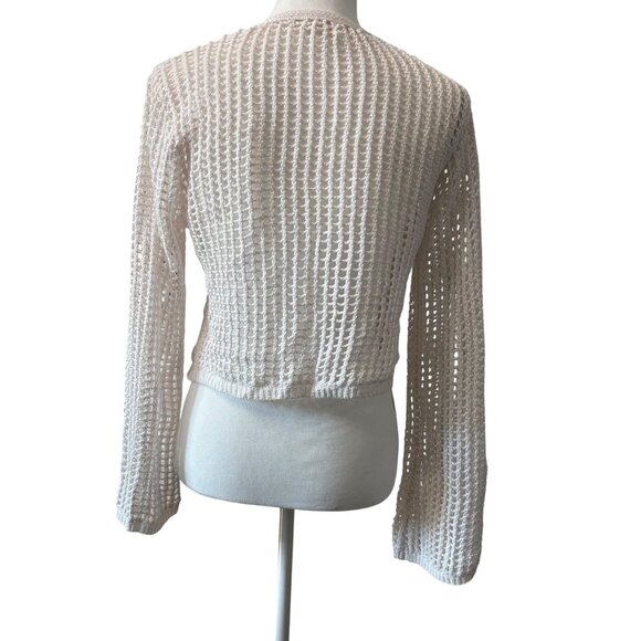 White Knit Cardigan With Yellow Lemon Embroidery & Tie Front Closure Womens XL - Picture 3 of 14